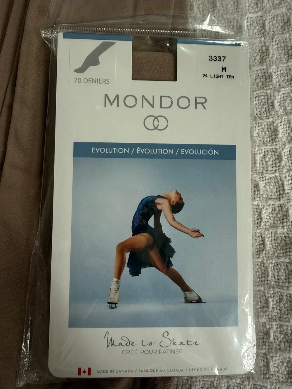 Mondor set of 3–Women's Figure Skating Tights - Light Tan. Medium